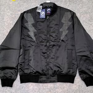 Casino Varsity Satin Bomber Jacket Mens XL  Parlay Players Club Rhinestone NWT